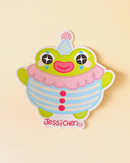 Clown Frog in Hat Vinyl Sticker