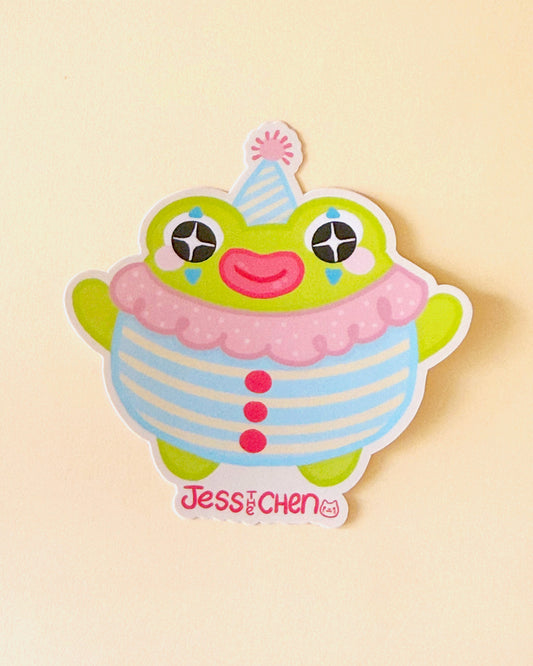 Clown Frog in Hat Vinyl Sticker