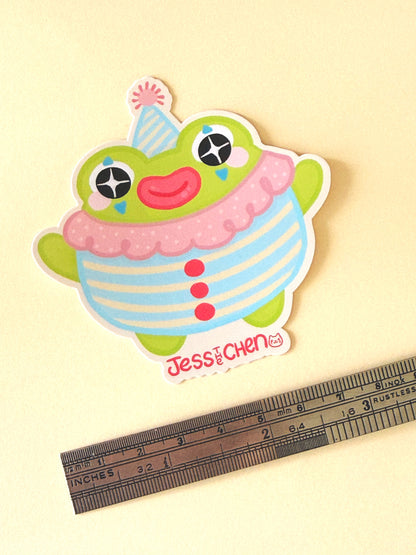 Clown Frog in Hat Vinyl Sticker