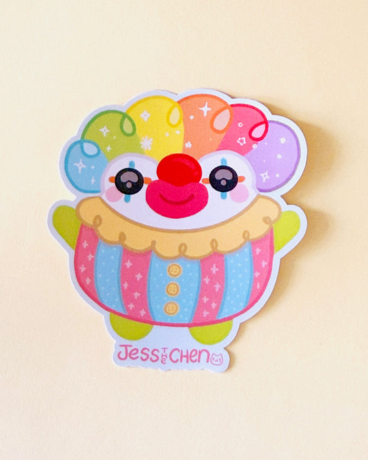 Clown Frog in Wig Vinyl Sticker