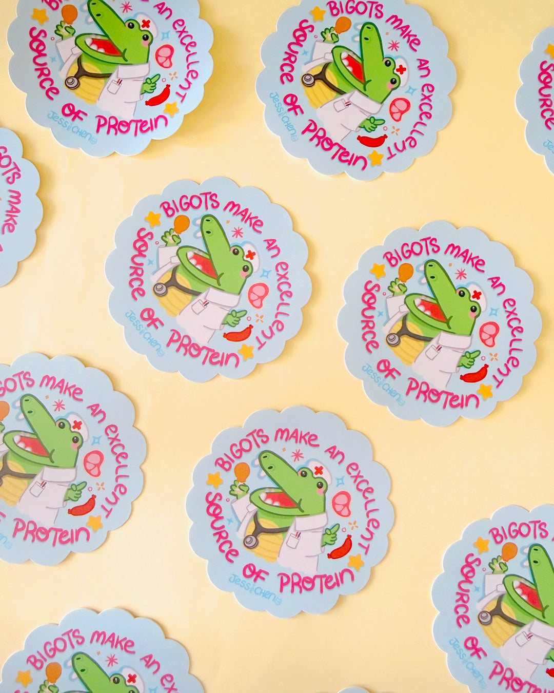 Bigots Make Excellent Protein Doctor Crocodile Vinyl Sticker