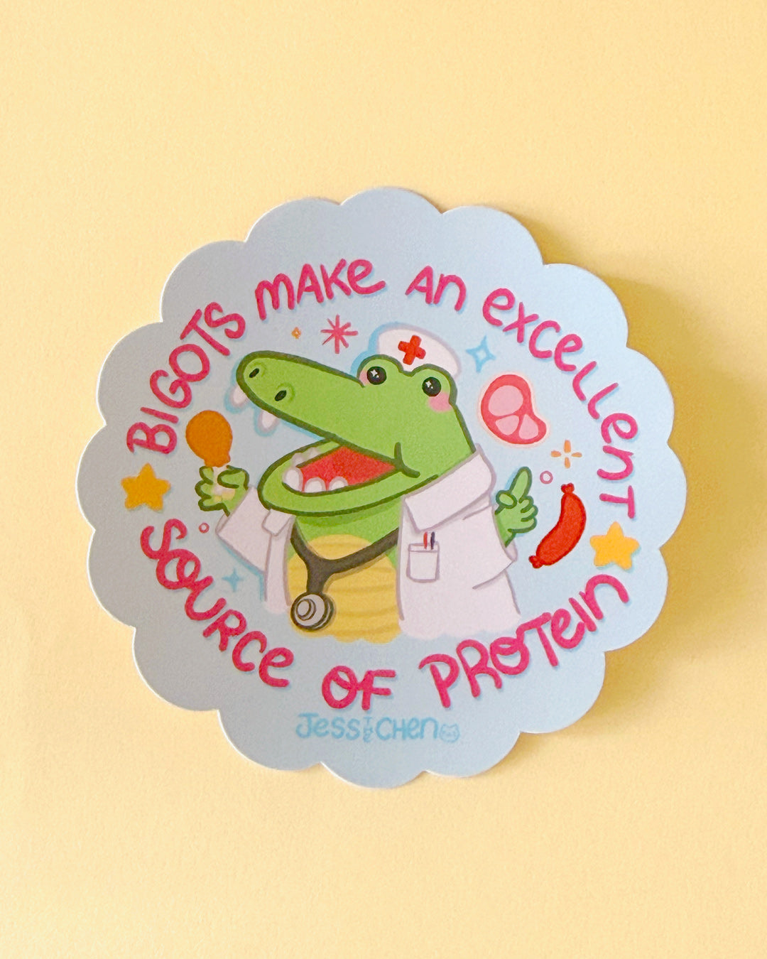 Bigots Make Excellent Protein Doctor Crocodile Vinyl Sticker