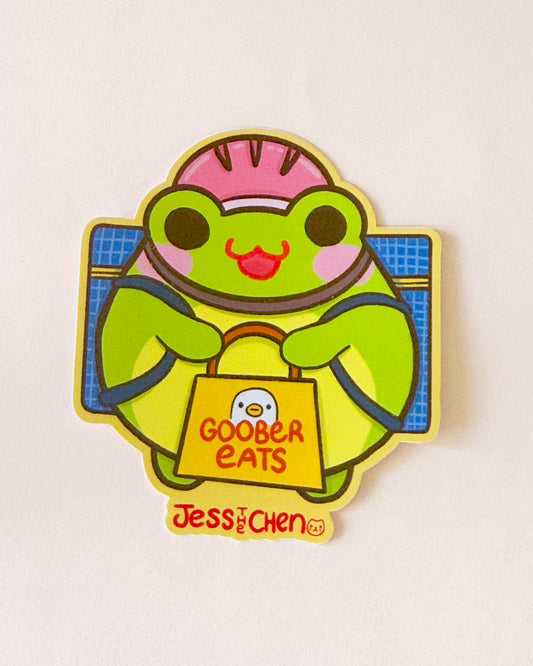 Delivery Food Driver Frog Vinyl Sticker