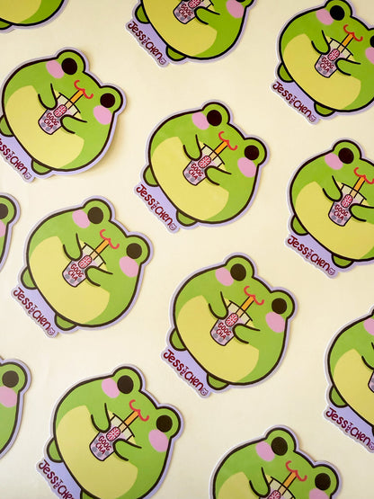 Boba Frog Vinyl Sticker