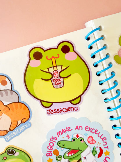 Boba Frog Vinyl Sticker