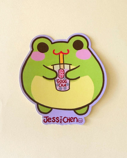 Boba Frog Vinyl Sticker