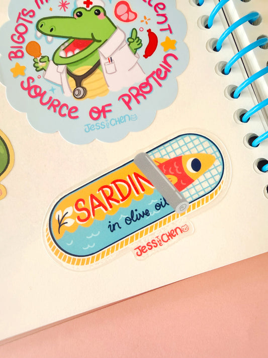 Sardine in Olive Oil Tin Vinyl Sticker