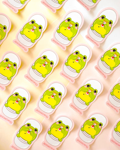 Frog on Toilet Texting Vinyl Sticker