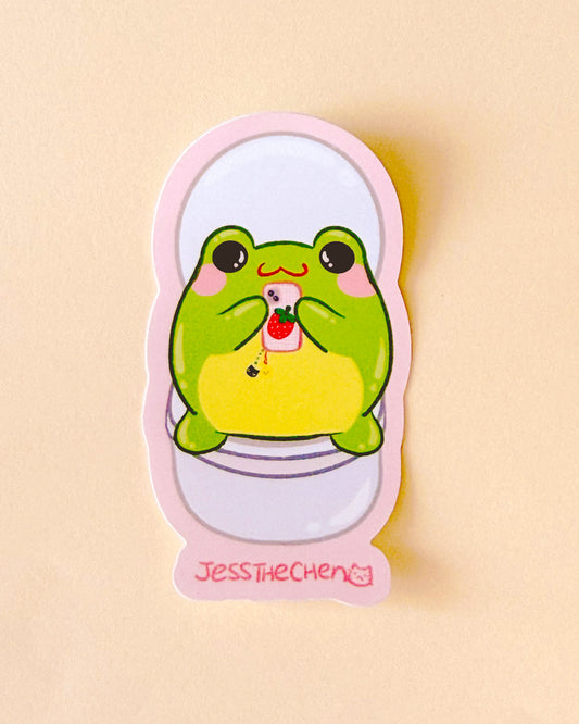 Frog on Toilet Texting Vinyl Sticker
