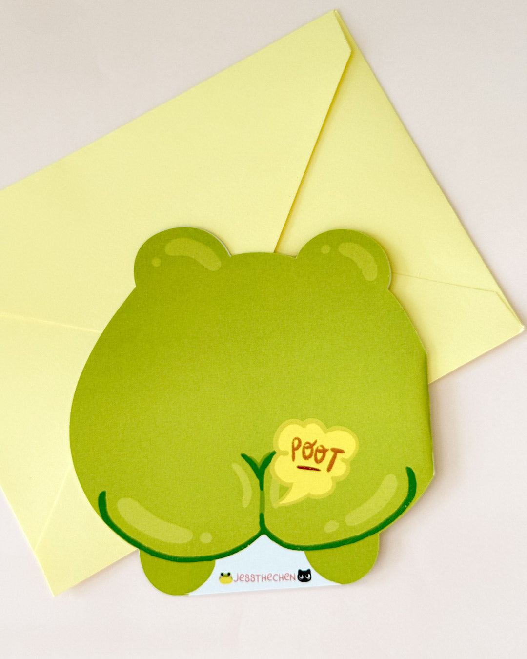 Bubble Tea Froggy Die-Cut Greeting Card