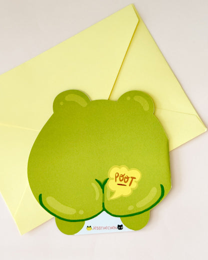 Bubble Tea Froggy Die-Cut Greeting Card