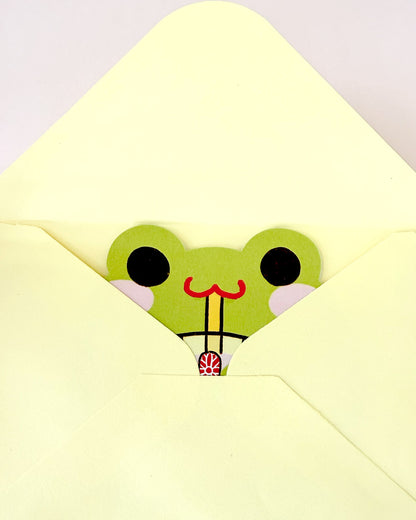 Bubble Tea Froggy Die-Cut Greeting Card