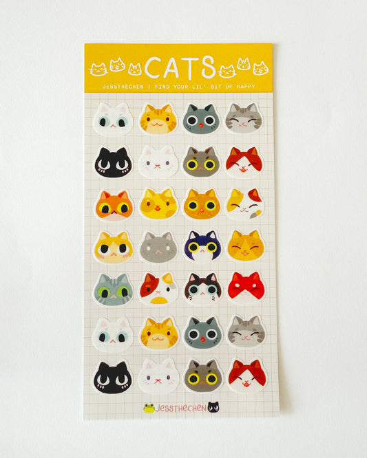 Washi Sticker Sheet | Cat Kitty Faces